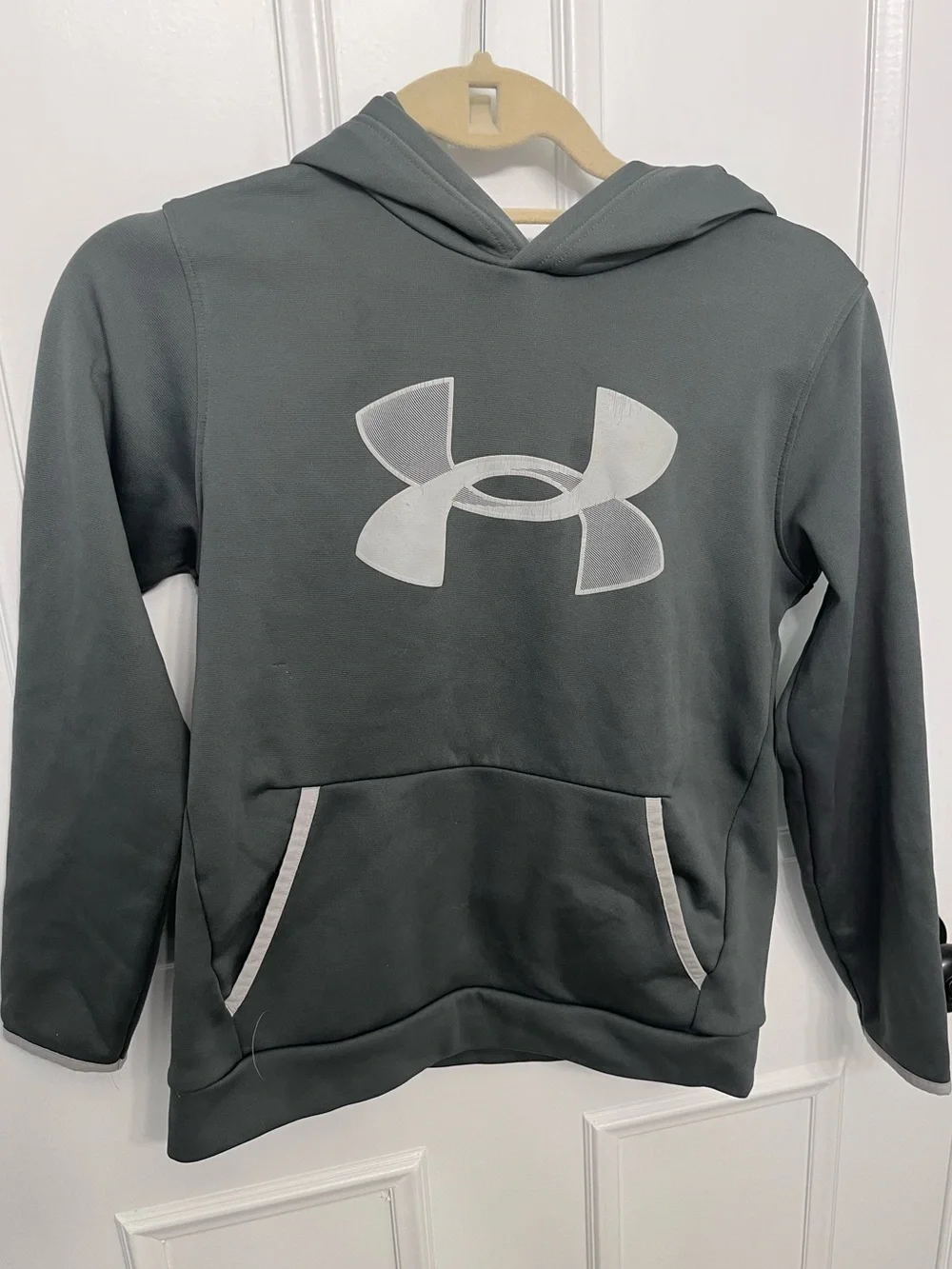 Under Armour Kids Dark Gray Hoodie with White Logo